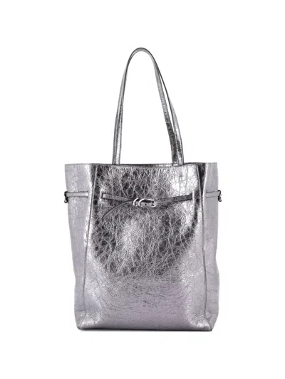 Pre-owned Givenchy Voyou North South Leather Medium Tote Bag In Silver