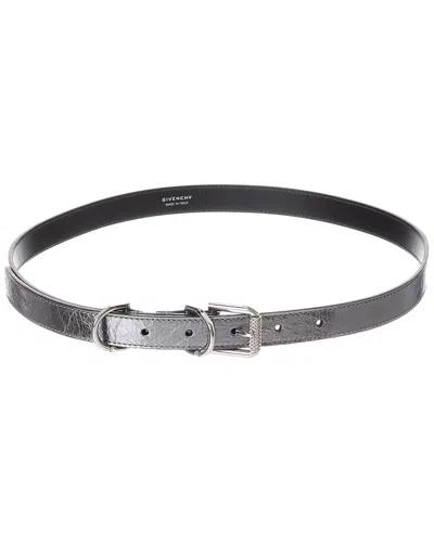 Givenchy Voyou One Buckle Leather Belt In Gray