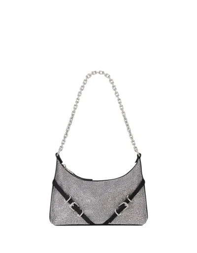 Givenchy Voyou Party Bag In Black Satin With Rhinestones In Gray