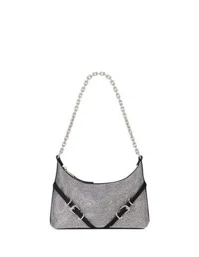 GIVENCHY GIVENCHY VOYOU PARTY BAG IN BLACK SATIN WITH RHINESTONES