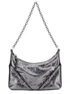 Givenchy 'voyou Party' Mini Silver Shoulder Bag With Engraved Logo In Laminated Leather Woman In Grey