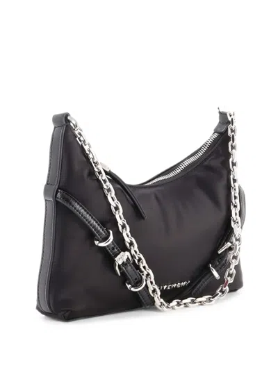 Pre-owned Givenchy Voyou Party Satin With Leather Mini Shoulder Bag In Black
