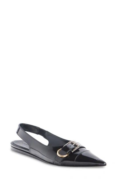 Givenchy Voyou Buckle-detailed Leather Slingback Flats In Black