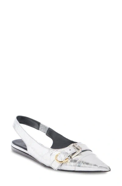 Givenchy Voyou Pointed Toe Slingback Flat In Silver