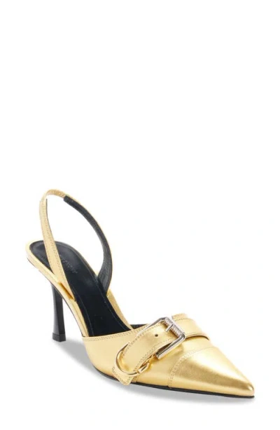 Givenchy Voyou Metallic Buckle Slingback Pumps In Golden