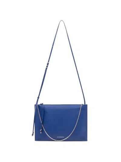 Givenchy Voyou Pouch In Shiny Leather In Blue