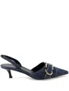 Givenchy Voyou Denim Buckle Slingback Pumps In Blue