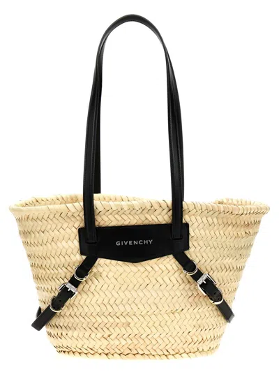 Givenchy Black Voyou Basket Small Model In Raffia In Brown