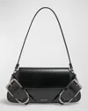 Givenchy Voyou Shoulder Flap Bag In Box Leather In Black