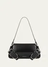 Givenchy Voyou Shoulder Flap Bag In Box Leather In Black