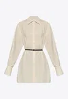 Givenchy Voyou Silk Button-up Belted Shirt In White