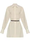 Givenchy Voyou Silk Button-up Belted Shirt In Neutrals