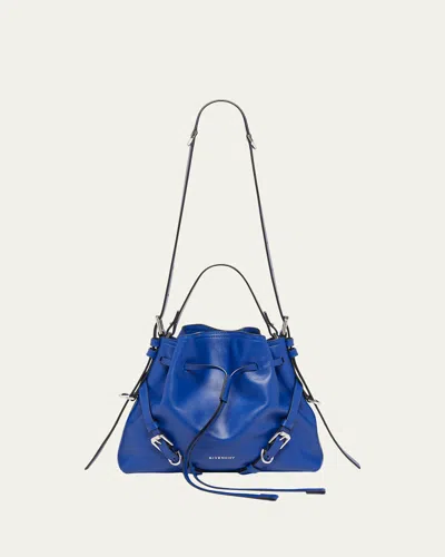 Givenchy Voyou Small Buckle Shoulder Bag In Leather In Blue