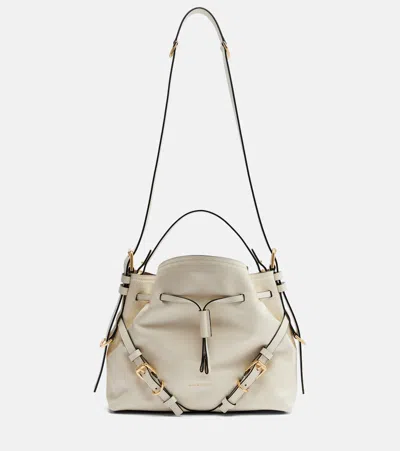 Givenchy Voyou Small Leather Bucket Bag In White