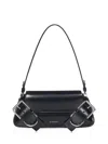 Givenchy Calf Leather Shoulder Bag With Detachable Strap In Black
