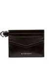 Givenchy Voyou Card Holder In Shiny Crinkled Leather In Black