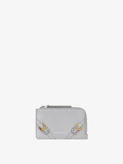 Givenchy Women's Voyou Zipped Card Holder In Leather In Light Grey