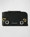 Givenchy Voyou Zipped Cardholder In Tumbled Leather In Black