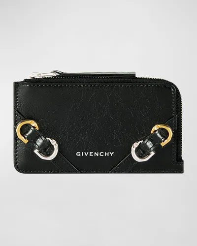 Givenchy Voyou Zipped Cardholder In Tumbled Leather In Black