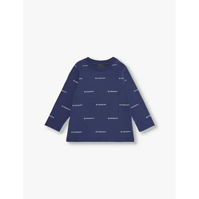 Givenchy Babies'  Navy Logo Long-sleeve Cotton-jersey T-shirt 6 Months - 3 Years 12