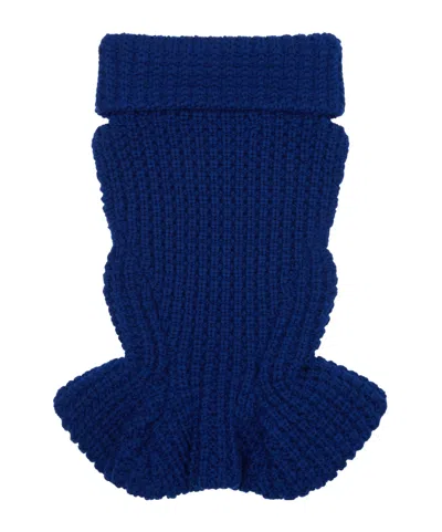 Givenchy Waffle Wool Ruffled Top In Sapphire Blue