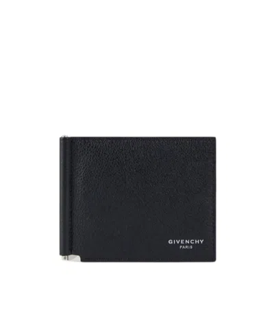 Givenchy Wallet In Grained Leather With Clip In Black