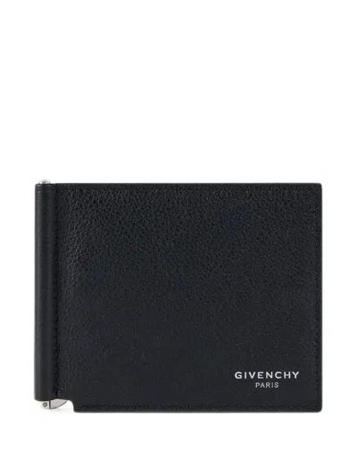 Givenchy Wallet In Grained Leather With Clip In Black