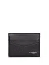 Givenchy Black Card Holder With V Detail And Logo Lettering On The Front In Leather Man In Black