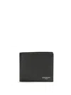 Givenchy Black Bi-fold Wallet With Logo Lettering On The Front In Grained Leather Man In Black