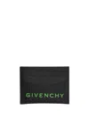 Givenchy G-essentials Branded Leather Card Holder In Black/green