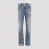Givenchy Washed Denim Tapered Leg Jeans With Contrast Stitching In Blue
