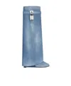 Givenchy Shark Lock 90 Denim Knee-high Boots In Medium Blue