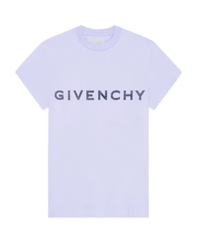 Givenchy Water Drill Cotton Slimming T-shirt In Blue