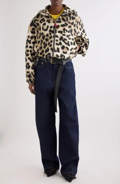 Givenchy Water Repellent Leopard Jacquard Hooded Windbreaker In Multi