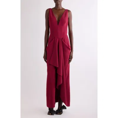 Givenchy Waterfall Stretch Crepe Cady Gown In Red
