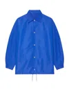 Givenchy Waterproof Nylon Jacket Featuring Pointed Collar In Blue