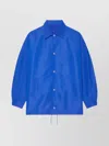Givenchy Waterproof Nylon Jacket Featuring Pointed Collar In Blue