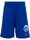 Givenchy Wave-print Cotton Track Shorts In Blue
