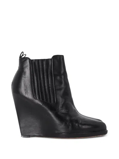 Pre-owned Givenchy Wedge-ankle Leather Boots In Black