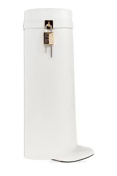 Givenchy Wedge Heel Boots Shark Lock In White
