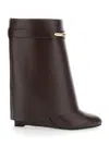 Givenchy Wedge Heel Calf Leather Ankle Boot In Brown