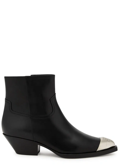 Givenchy Western 4g-engraved Leather Ankle Boots In Black