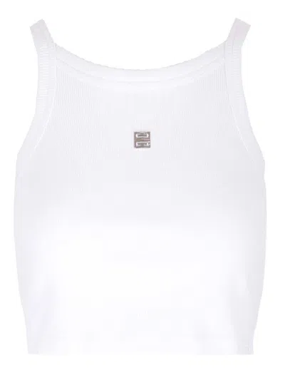 Givenchy White 4g Crop Tank Top