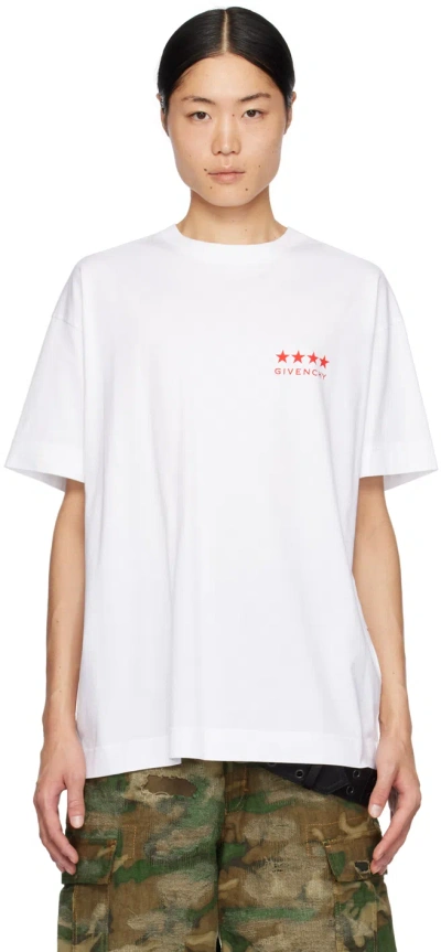 Givenchy White 4g T-shirt In Silver