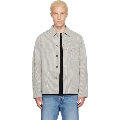Givenchy White & Navy Striped Workwear Jacket In Multi