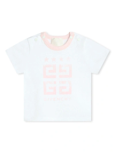 Givenchy Babies' White And Pink Set With T-shirt, Shorts And Bandana