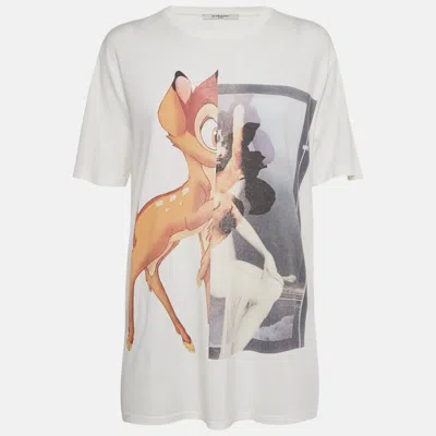Pre-owned Givenchy White Bambi Print Jersey Crewneck T-shirt Xs