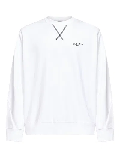 GIVENCHY WHITE BRUSHED COTTON COUTURE SEAM SWEATSHIRT