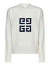 Givenchy White Crewneck Sweater With 4g Logo On The Front In Cashmere Woman In White