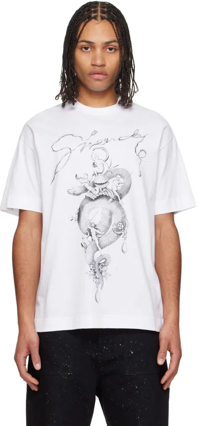 GIVENCHY WHITE CHANDELIER & SNAKE PRINT T-SHIRT